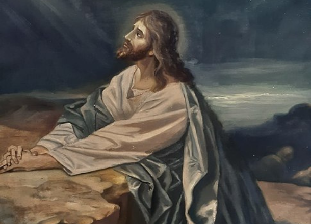 En el primero de los Misterios Dolorosos contemplamos La oración de Jesús en el huerto 